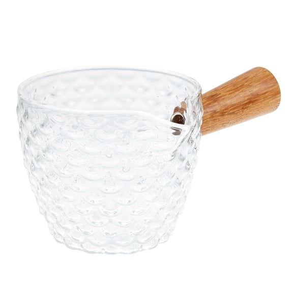 GARVALON Milk Pitcher Transparent Wood 1Pack Pouring Milk 4.3x2.9x2.2in