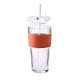thumbnail image 1 of Iced Coffee Cup Reusable Ribbed Glass Tumbler with Straw and Lid Reusable Iced Coffee Cup with Silicone Sleeve for Daily Use Gifting, 1 of 8