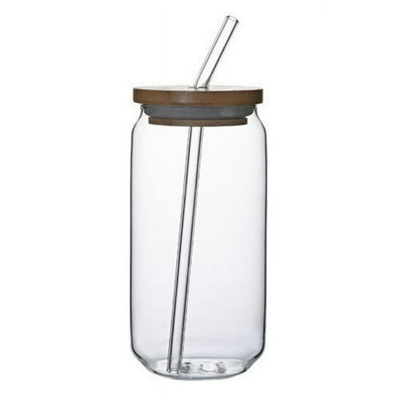 Iced Coffee Cups 550ml/19oz, Mason Jars Glass Cups, Boba Cups With Lids and Straws, Reusable Wide Mouth Smoothie Cups,Travel Glass Drinking Jars