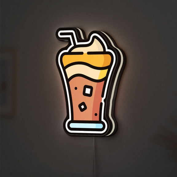 Iced Coffee Float 3D Novelty Light Box, Refreshing Beverage Light for Cafes, Kitchen Counters, or Summer Decor (Width 20 inch, 50cm)