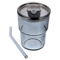 thumbnail image 1 of Grey Glass Iced Coffee Tumbler with Lid Straw for Drinking Use Flat Bottom Design 7.5oz, 1 of 6