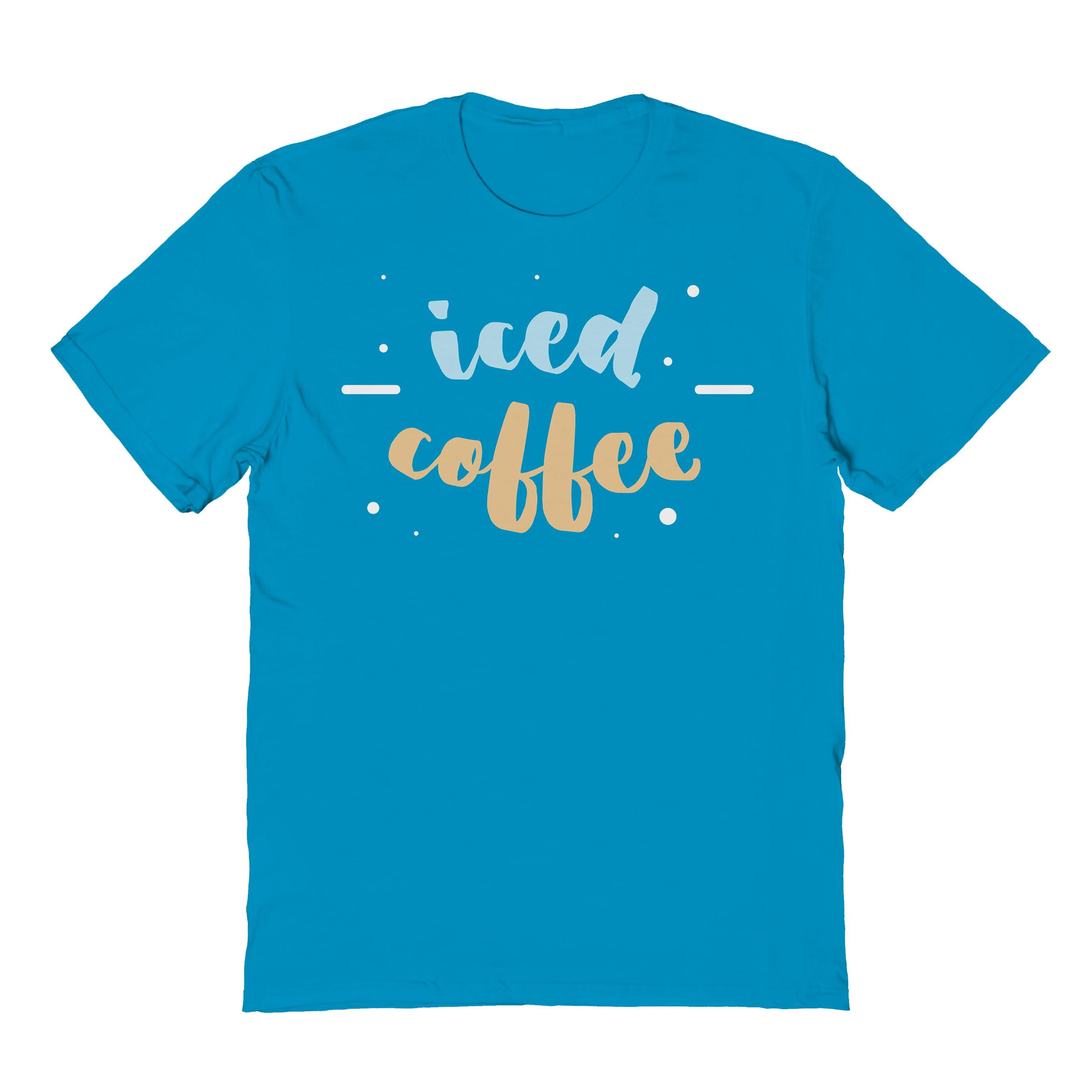 Iced Coffee Humor Graphic Tropical Blue Men's Cotton T-Shirt
