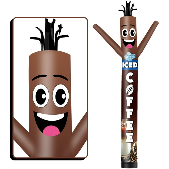 Iced Coffee Inflatable Tube Man Wacky Wavy Dancing Guy for Outdoor Decoration Advertising Business Promotion (Blower Not Included)