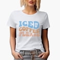 thumbnail image 1 of Iced Coffee Please, Groovy Retro Wavy Text Merch Gift, White T-Shirt, Small, 1 of 5