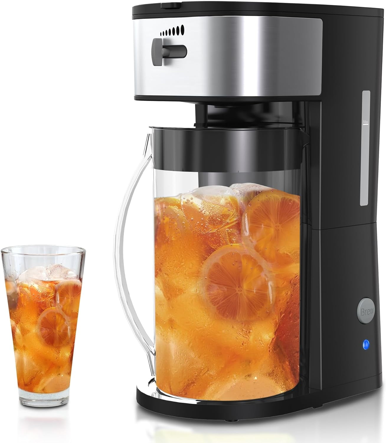 Iced Coffee Tea Maker with Reusable Filter Basket, 3 QT Pitcher, Iced ...