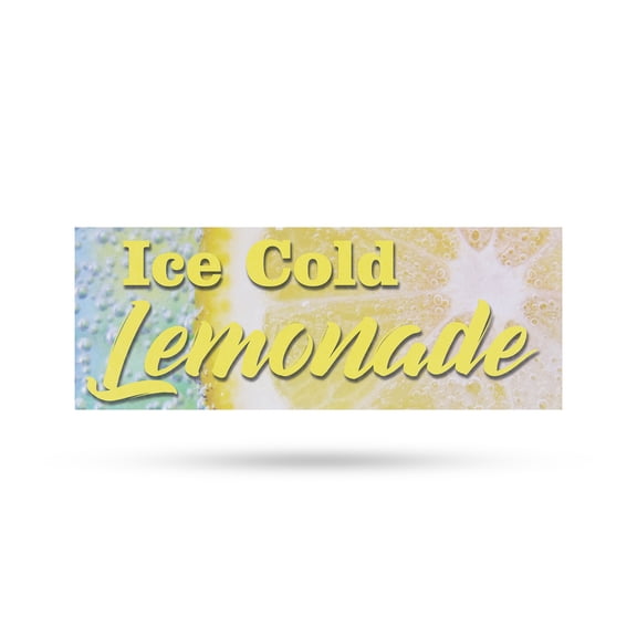 Iced Cold Lemonade Vinyl Decal 12 Inch x 5 Inch Weatherproof Heavy-Duty Adhesive Backing | Refreshing Drinks, Summer Favorites, Food Stands | Made in USA