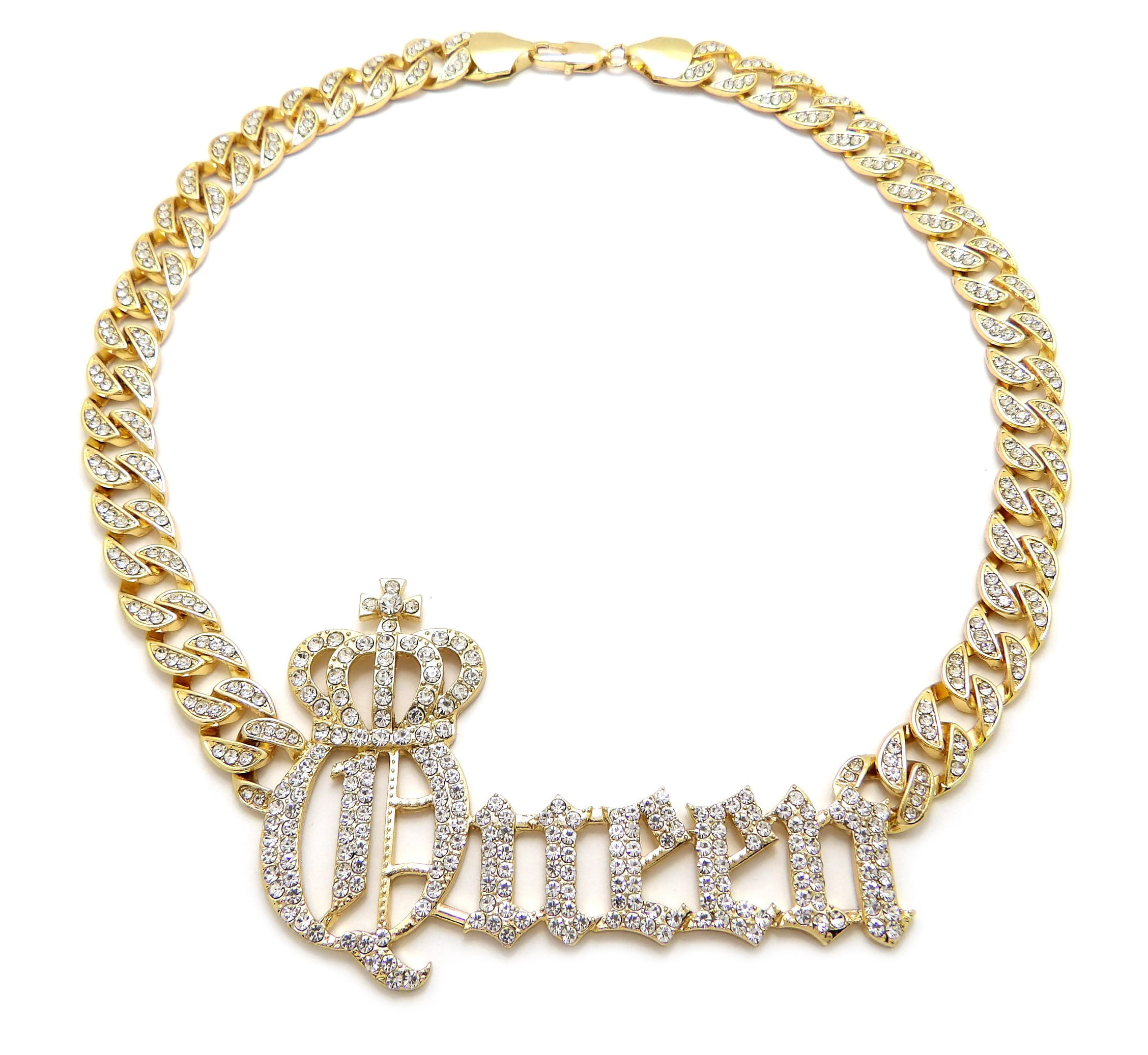 Princess Queen Chain Iced Crown Queen Pendant 10mm/18