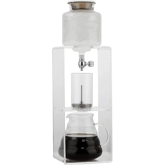 Iced Drip Coffee Maker Acrylic Siphon Coffee Maker, Cold Brew Dripper Iced Coffee Brewer Maker with Adjustable Dripper, Stainless Steel Filter Coffee Maker Reusable