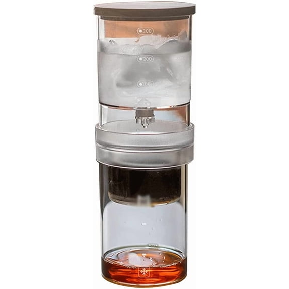 Iced Drip Coffee Maker Modern Cold Brew Coffee Maker, 300ML/10.1oz Iced Coffee Maker, with Slow Drip Technology, Home Office Iced Coffee & Tea Make Reusable