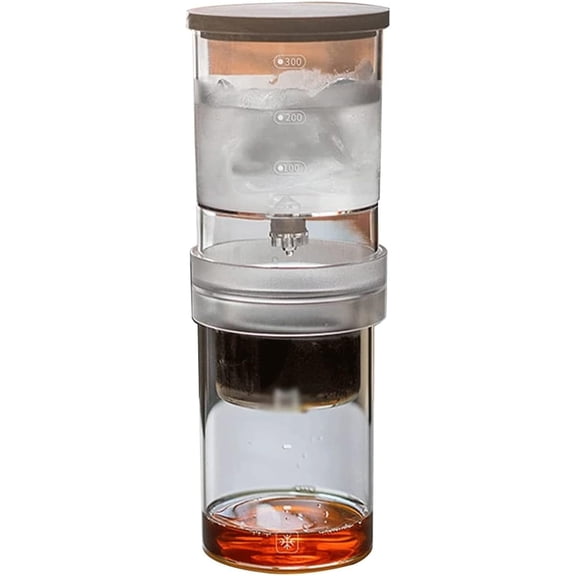 Iced Drip Coffee Maker Modern Cold Brew Coffee Maker, 300ML/10.1oz Iced Coffee Maker, with Slow Drip Technology, Home Office Iced Coffee & Tea Make Reusable