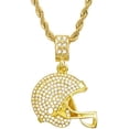 thumbnail image 1 of Iced Gold Plated Football Helmet Cubic Zirconia Pendant & 4mm 24" Rope Chain Hip Hop Fashion Necklace Set, 1 of 4