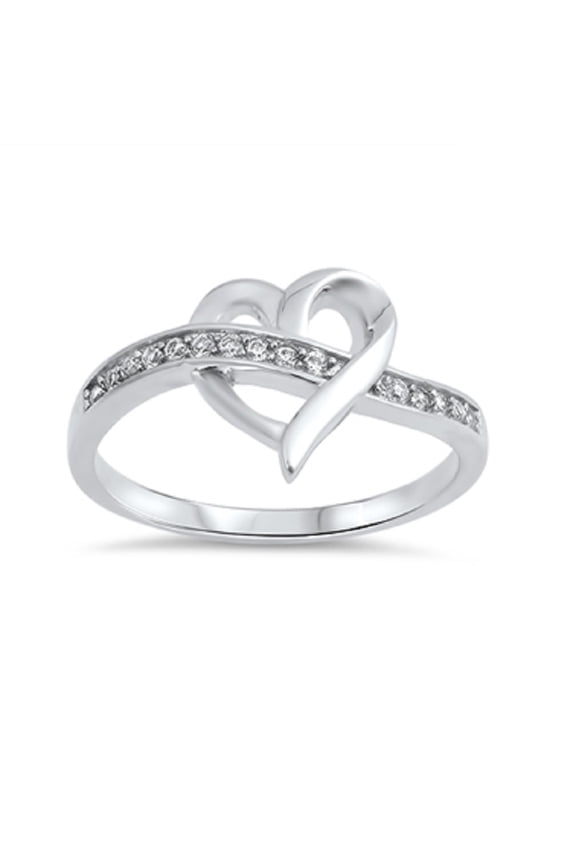 Iced Heart Cubic Zirconia Ring Sterling Silver 925