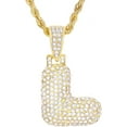 thumbnail image 1 of Iced Hip Hop A - Z Initial Bubble Letter 14K Gold Plated Real Feel Heavy 20" Rope Chain Necklace Set / L / Gold, 1 of 3