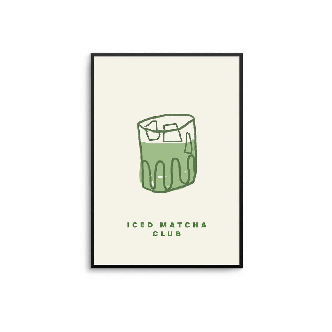 Iced Matcha Club Wall Art Print, Beige Green Minimalist Kitchen Decor ...