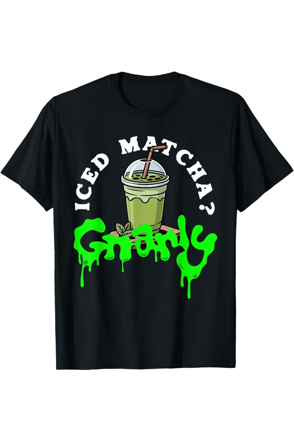 Iced Matcha Gnarly Green Slime Funny Halloween T-Shirt