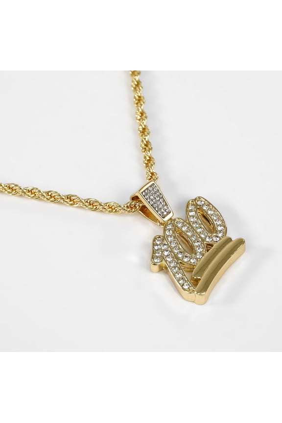Iced Out 100 Emoticon Pendant with 3mm Rope Chain