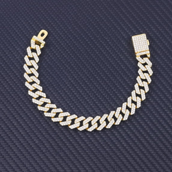 Iced Out 8mm Bracelet New Fashion Delicate Luxury Cuban Chain Bling Gold Silver Color Trendy Exquisite Jewelry Men Women Hip Hop GC