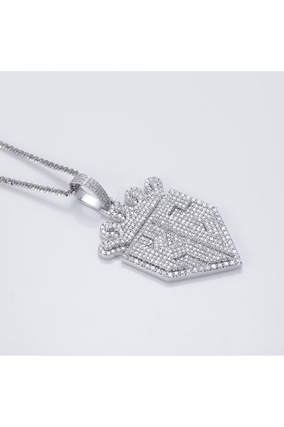 Iced Out Arrowhead Pendant With Chain 925 Sterling Silver Rhodium Plated Diamond for Men