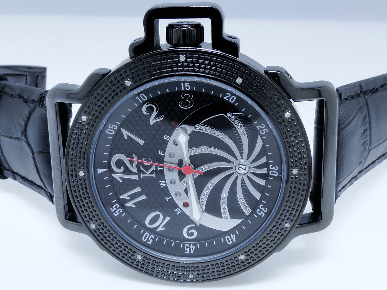 JEWELRY UNLIMITED Iced Out Black Techno Com KC Black Face Diamond Watch