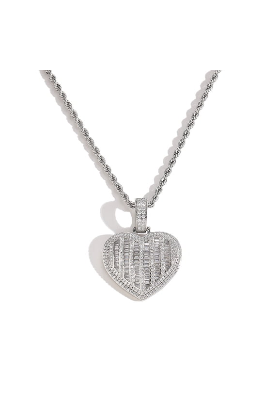 Iced Out Bling 5A CZ Heart 14K Yellow Gold Pendant Women Necklace Sparking Bling Valentine's Day Gift For Girlfriend