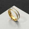 thumbnail image 1 of Iced Out Cubic Zirconia Ring 6mm Womens Golden/Silver Color 14K Yellow Gold Wedding Band Rings for Women Fashion Jewelry Gift D382, 1 of 6