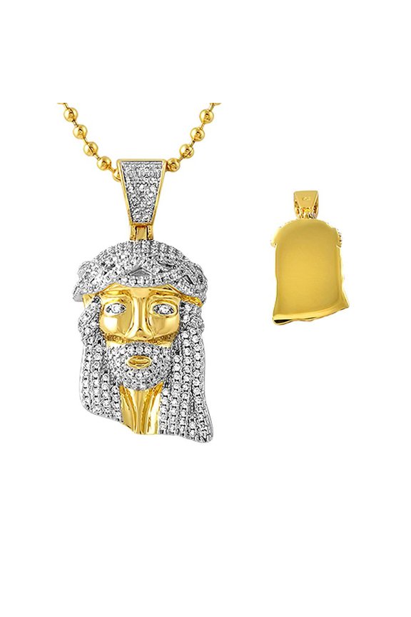 Iced Out Gold Micro Jesus Pendant Solid Back