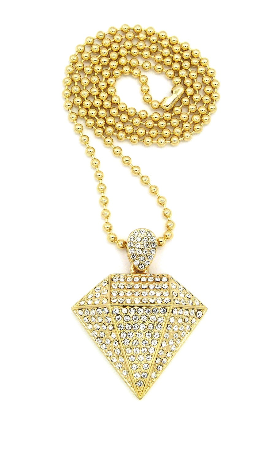 Iced Out Gold Tone Diamond Shape Pendant 3mm 27