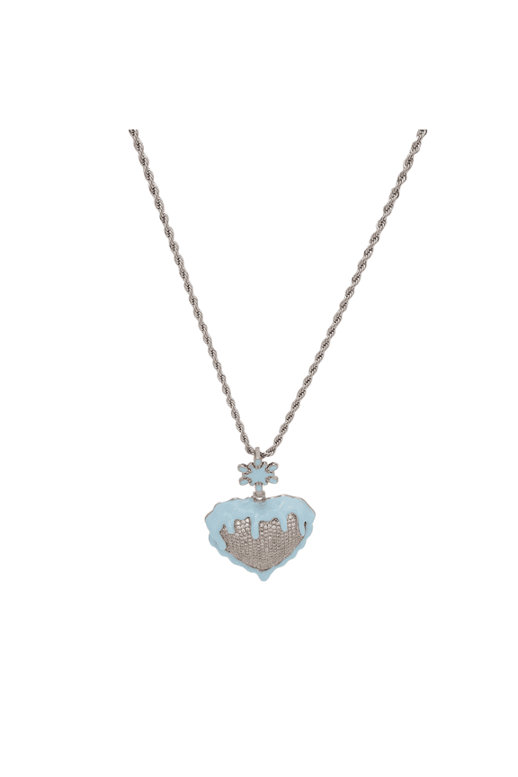 Iced Out Heart Pendant Necklace for Women Men, Frozen Melted Design Cubic Zirconia Hip Hop Jewelry, Valentine's Day Gift