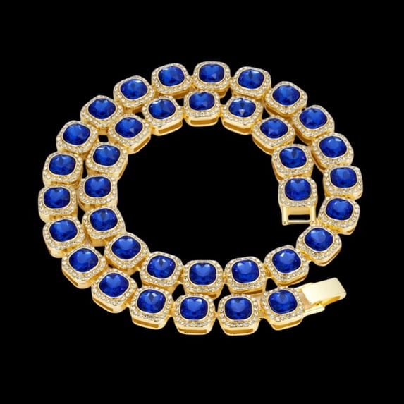 Iced Out Rhinestone Cuban & Tennis Chain Necklace for Men Women, Gold Silver Tone Bling Fashion Jewelry, 16-30 Inch