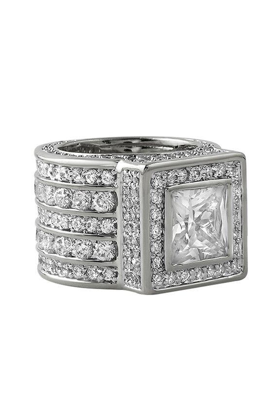 Iced Out Ring Bling Square President Style