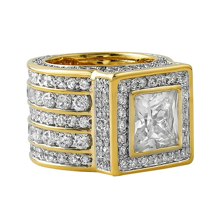 Iced Out Ring Square Gold President 11 Walmart