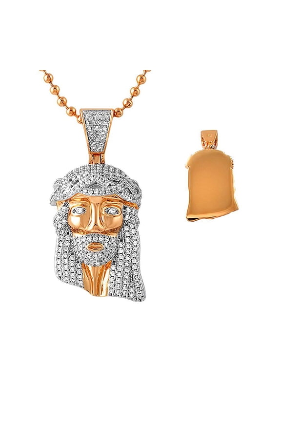 Iced Out Rose Gold Micro Jesus Pendant Solid