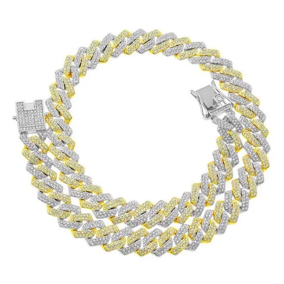 Iced Out Square Miami Cuban Link Chain Necklace For Men Women Micro Paved CZ Stone Rose Gold Color Hiphop Jewelry 16” SH