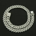 thumbnail image 1 of Iced Out Square Miami Cuban Link Chain Necklace For Men Women Micro Paved CZ Stone Rose Gold Color Hiphop Jewelry 16” SH, 1 of 7