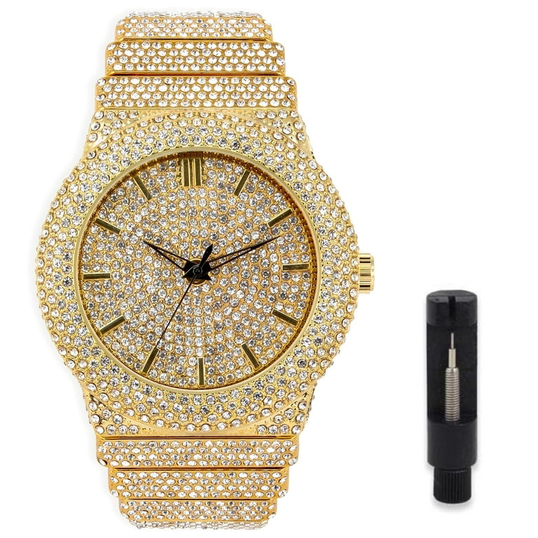 Men's Fully Iced Out Diamond Watch with Adjustable Sizing, Bling