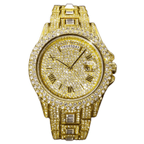 Iced Out Watch For Men Luxury Gold Full Diamond Mens Watches Hip Hop Waterproof Day Date Clock