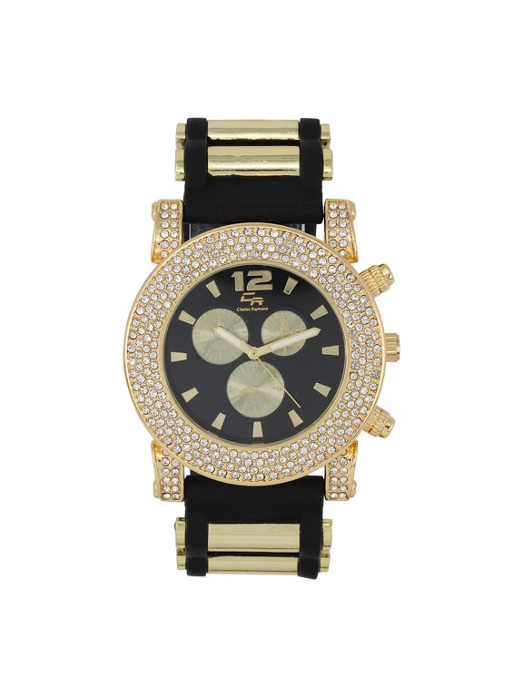 Iced Oversized Hip Hop Bullet Rubber Band Mens Watch, That Shows Your Lust for Life - GJM (ST10248 Black Black)
