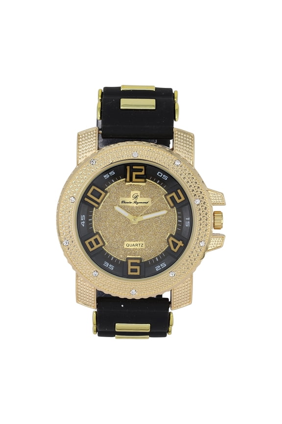 Iced Oversized Hip Hop Bullet Rubber Band Mens Watch, That Shows Your Lust for Life - GJM (ST10409 Black)