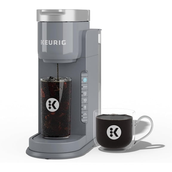 Iced Single Serve Coffee Maker  Brew Over Ice Button, Compact Design, Perfect Holiday Gift for Iced Coffee Lovers, Gray