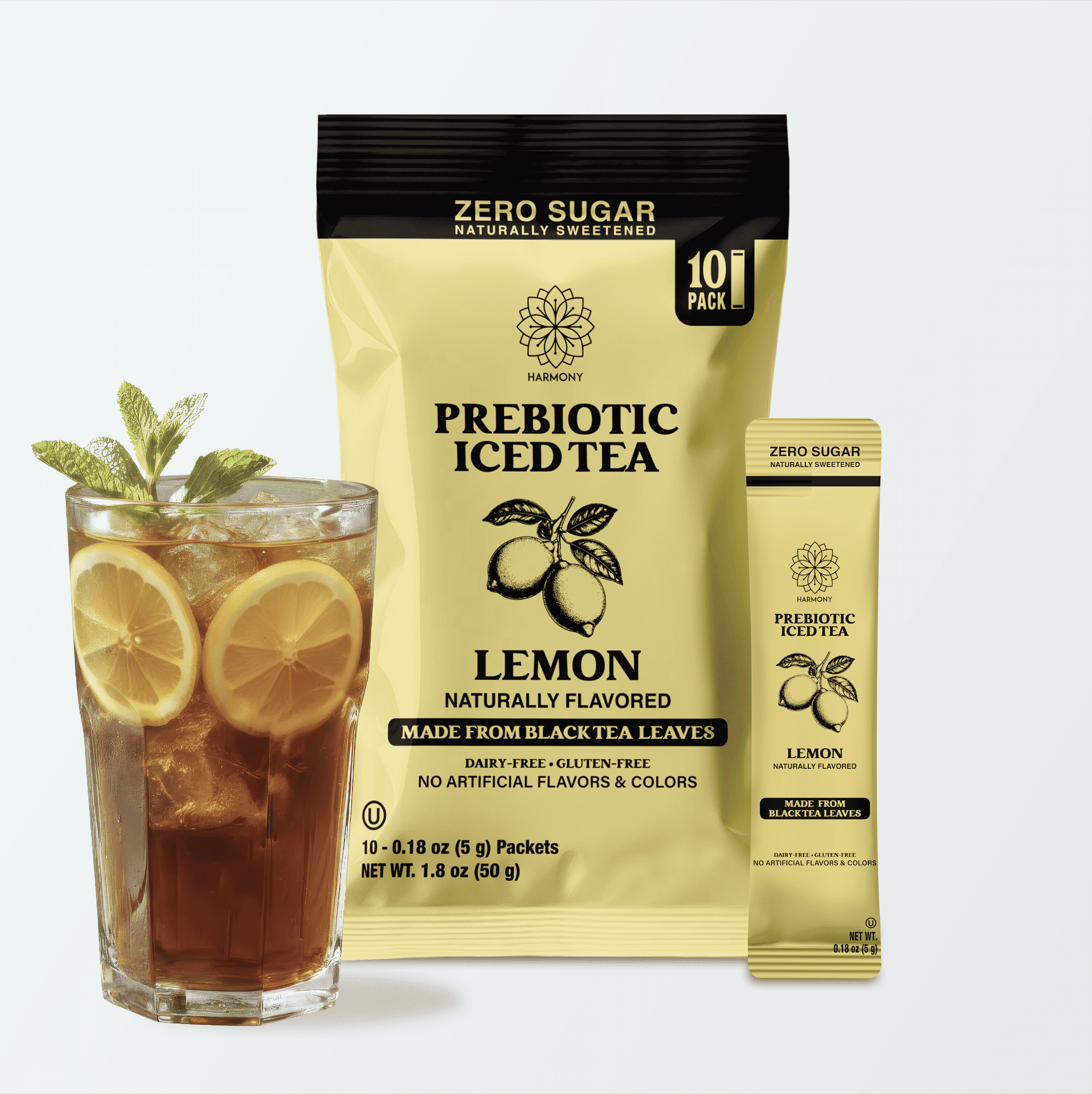 Iced Tea Drink Mix – Prebiotic Iced Tea (10-Pack) Lemon Flavor ...