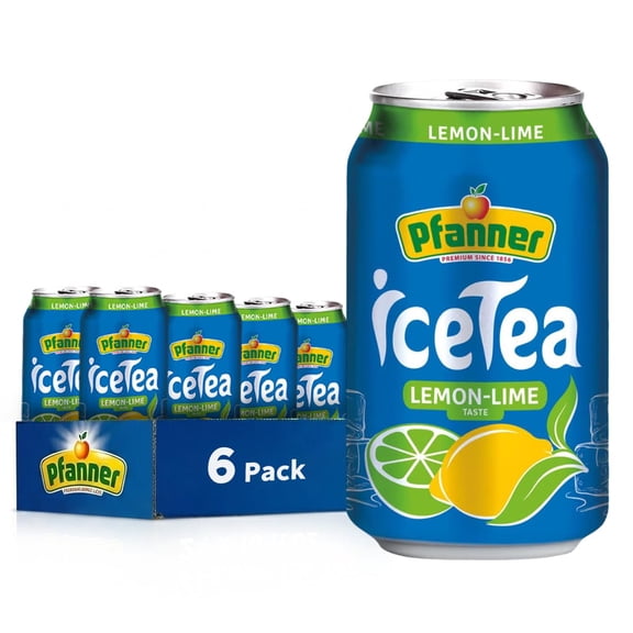 Iced Tea Lemon-Lime  Iced Tea Made with Premium Black Tea, Rose Hips & Hibiscus - Enjoy a Crisp, Low-Calorie Iced Teas Cans Drink with Natural Ingredients & Floral Notes - 6 pac