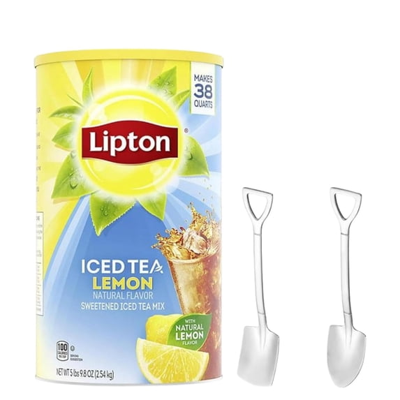 Iced Tea Powdered Drink Mix 89.8 oz Canister (Lemon) with Spoons