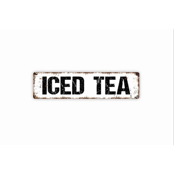 Iced Tea Sign - Kitchen Summertime Rustic Street Metal Aluminum Sign or Door Name Plate Plaque - Size: 16 x 4 Inches