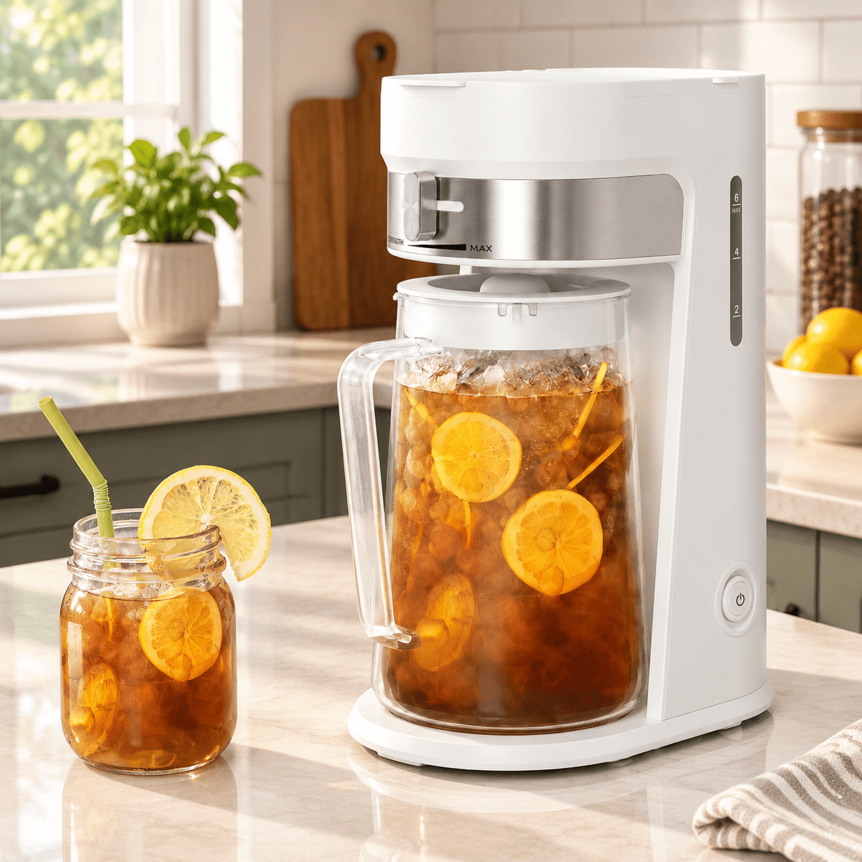 Iced Tea and Coffee Maker with 3qt Pitcher, Strength Control, White ...