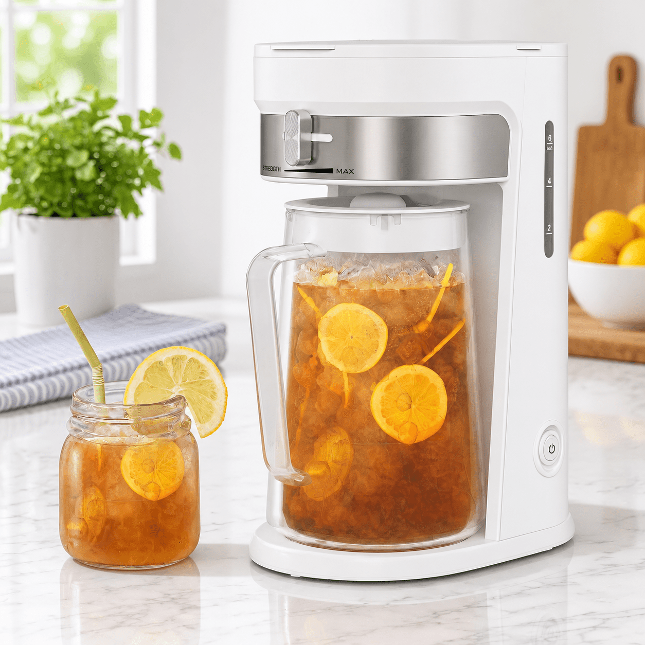 Iced Tea and Coffee Maker with 3qt Pitcher, Strength Control, White ...