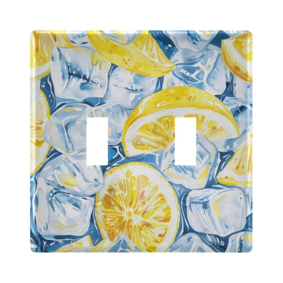 Iced and Lemon Hand Painted Light Switch Cover Electrical Outlet Cover Replaceable Wall Plates 2-Gang