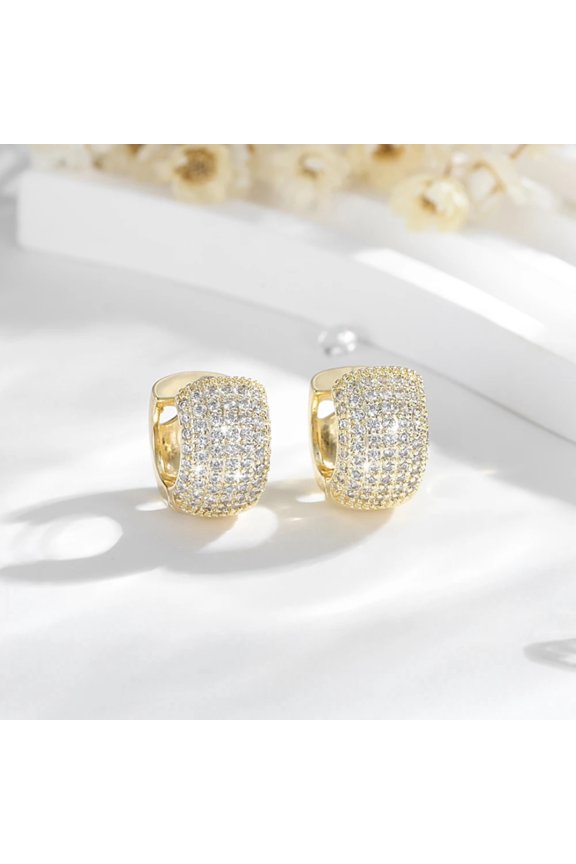 Icedout Real gold Plated round huggies earrings #11