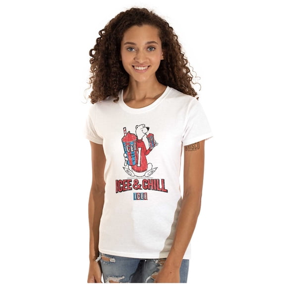 Icee And Chill Vintage Polar Bear Women's T Shirt Ladies Tee Brisco Brands L
