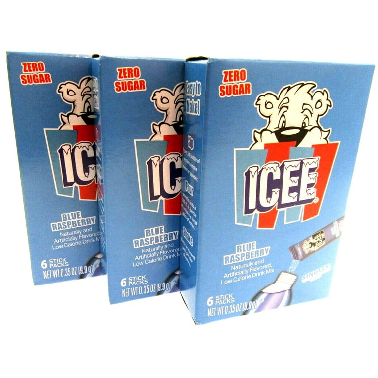 ICEE Blue Raspberry Zero Sugar Free Drink Mix, Powdered Packets
