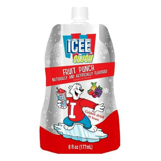 Icee Slush Fruit Punch Frozen Fruit Juice 6 fl oz Pouches Just Freeze & Squeeze for Instant